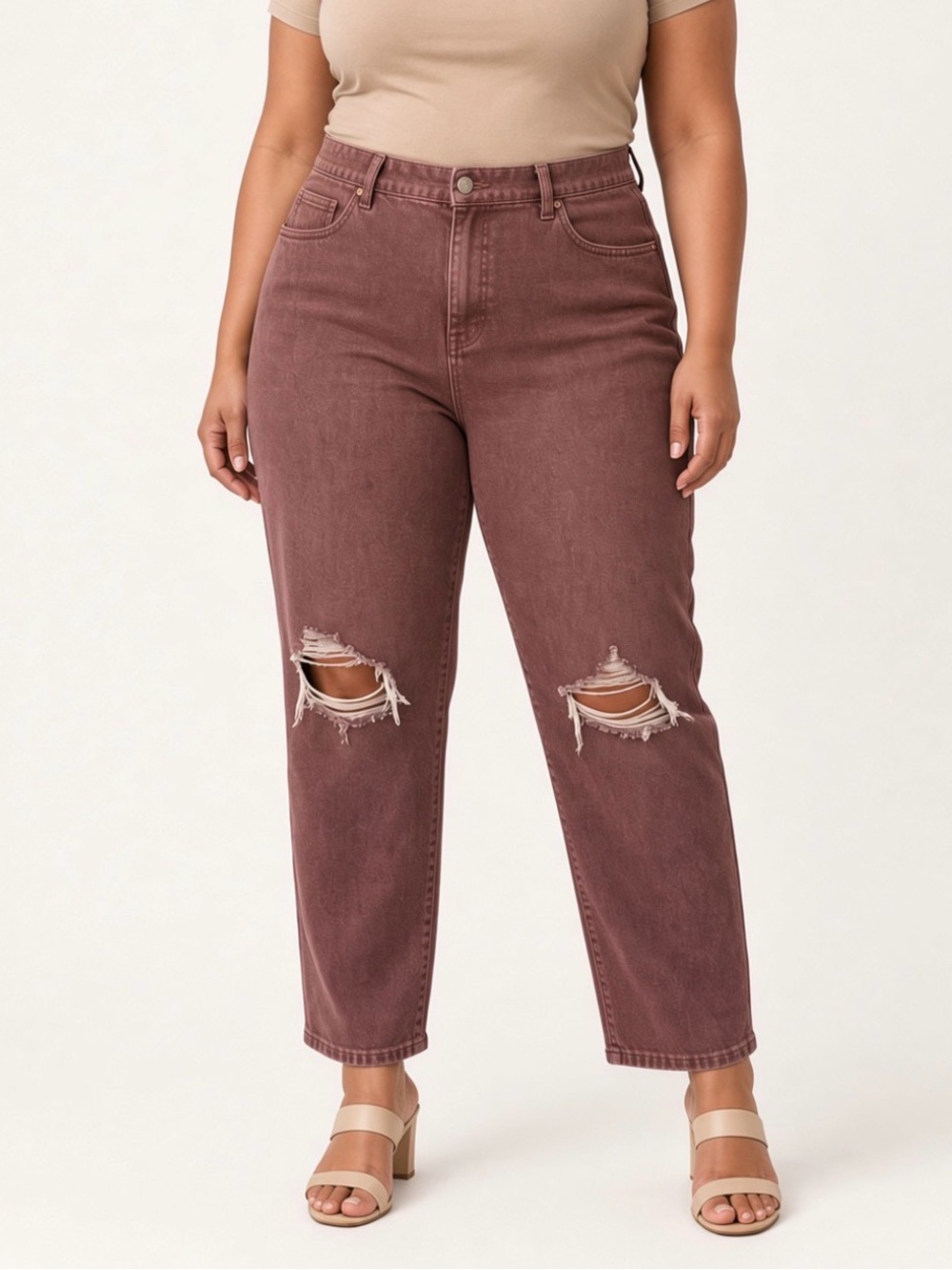 ⁠Pilcro Anthropologie Pink Distressed Vintage Straight Jeans Size 22W Raw Hem⁠
